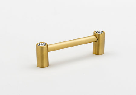 Alno C715-4-SB: 4" cc Swarovski Crystal Round Bar Cabinet Pull - Satin Brass
