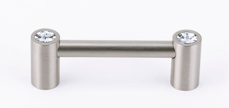 Alno C715-3-SN: 3" cc Swarovski Crystal Round Bar Cabinet Pull - Satin Nickel
