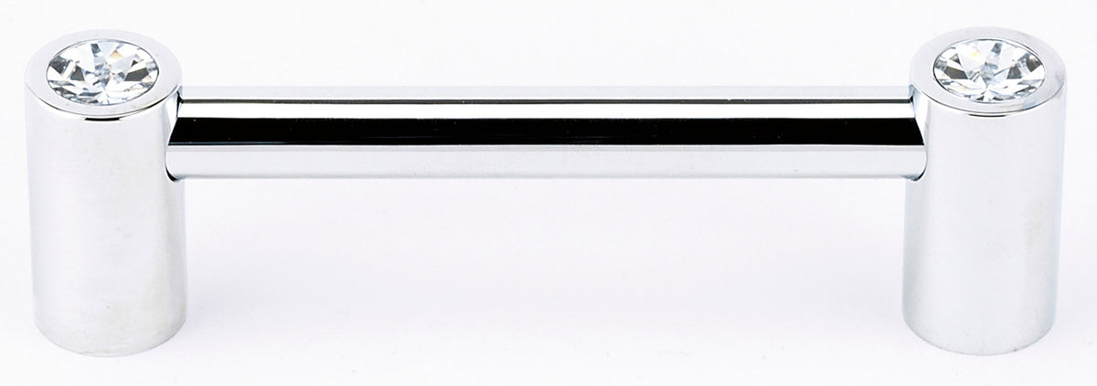 Alno C715-35-PC: 3-1/2" cc Swarovski Crystal Round Bar Cabinet Pull - Polished Chrome