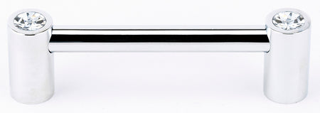 Alno C715-35-PC: 3-1/2" cc Swarovski Crystal Round Bar Cabinet Pull - Polished Chrome