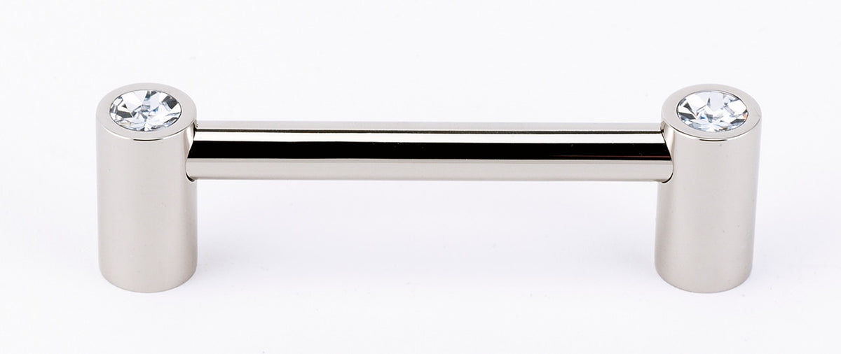 Alno C715-35-PN: 3-1/2" cc Swarovski Crystal Round Bar Cabinet Pull - Polished Nickel