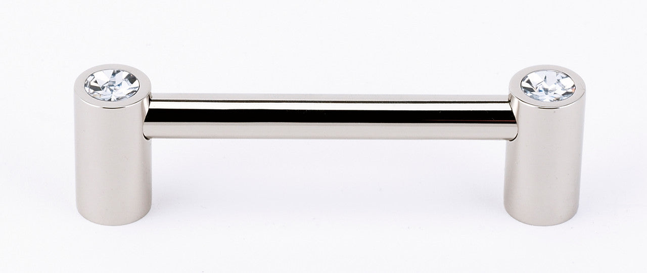 Alno C715-35-PN: 3-1/2" cc Swarovski Crystal Round Bar Cabinet Pull - Polished Nickel
