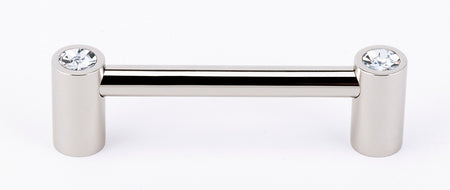 Alno C715-35-PN: 3-1/2" cc Swarovski Crystal Round Bar Cabinet Pull - Polished Nickel