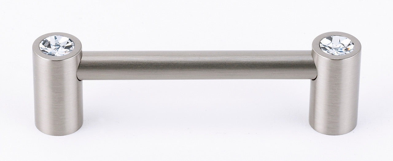 Alno C715-35-SN: 3-1/2" cc Swarovski Crystal Round Bar Cabinet Pull - Satin Nickel