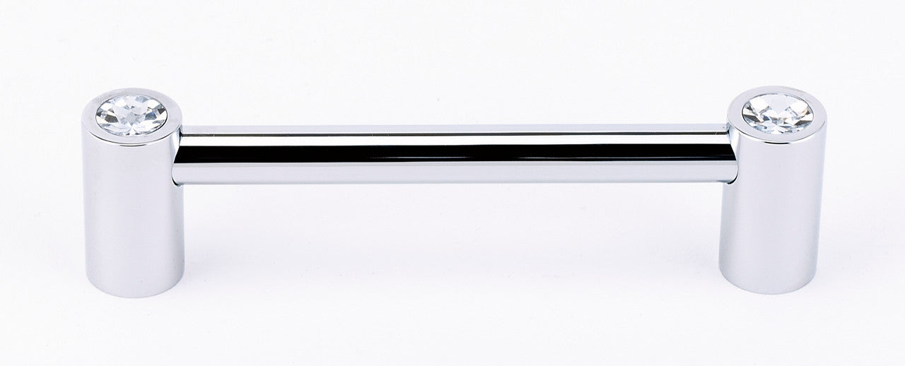 Alno C715-4-PC: 4" cc Swarovski Crystal Round Bar Cabinet Pull - Polished Chrome