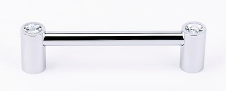 Alno C715-4-PC: 4" cc Swarovski Crystal Round Bar Cabinet Pull - Polished Chrome