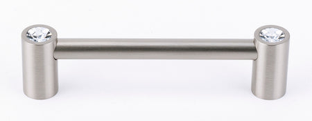 Alno C715-4-SN: 4" cc Swarovski Crystal Round Bar Cabinet Pull - Satin Nickel