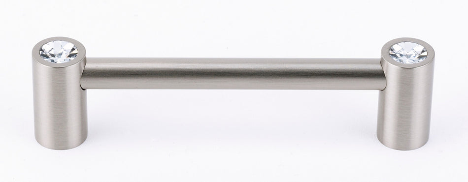 Alno C715-4-SN: 4" cc Swarovski Crystal Round Bar Cabinet Pull - Satin Nickel