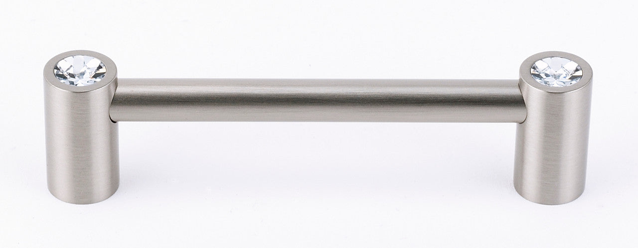 Alno C715-6-SN: 6" cc Swarovski Crystal Round Bar Cabinet Pull - Satin Nickel