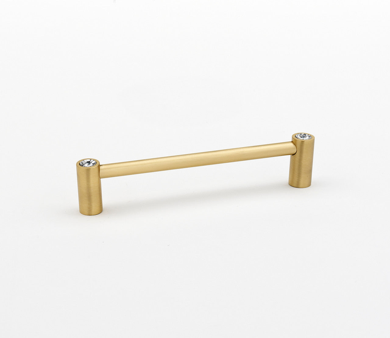 Alno C718-35-SB: 3-1/2" cc Swarovski Crystal Square Bar Cabinet Pull - Satin Brass