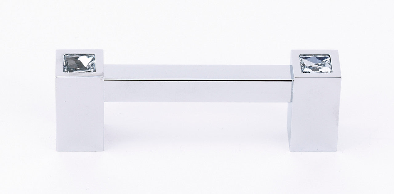 Alno C718-3-PC: 3" cc Swarovski Crystal Square Bar Cabinet Pull - Polished Chrome