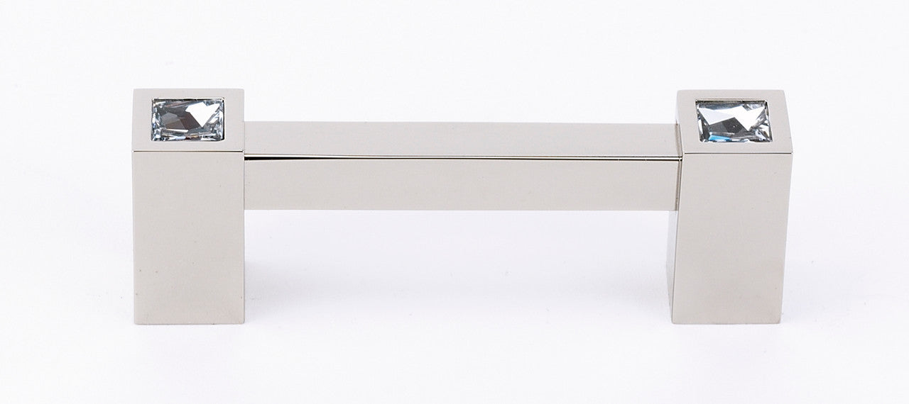 Alno C718-3-PN: 3" cc Swarovski Crystal Square Bar Cabinet Pull - Polished Nickel