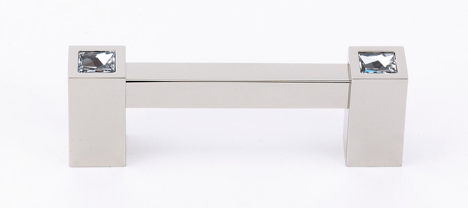Alno C718-3-PN: 3" cc Swarovski Crystal Square Bar Cabinet Pull - Polished Nickel