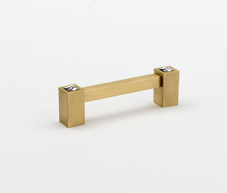 Alno C718-3-SB: 3" cc Swarovski Crystal Square Bar Cabinet Pull - Satin Brass