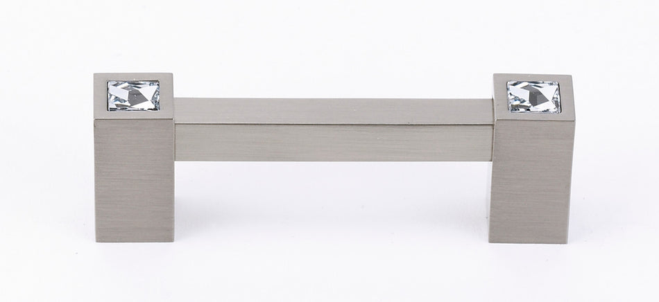 Alno C718-3-SN: 3" cc Swarovski Crystal Square Bar Cabinet Pull - Satin Nickel