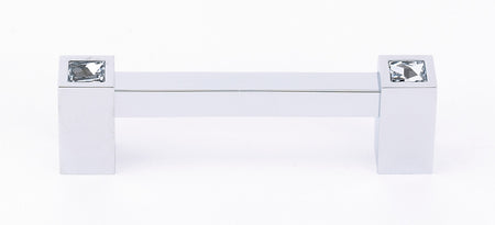 Alno C718-35-PC: 3-1/2" cc Swarovski Crystal Square Bar Cabinet Pull - Polished Chrome