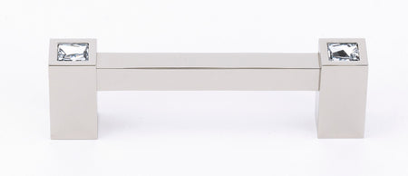 Alno C718-35-PN: 3-1/2" cc Swarovski Crystal Square Bar Cabinet Pull - Polished Nickel