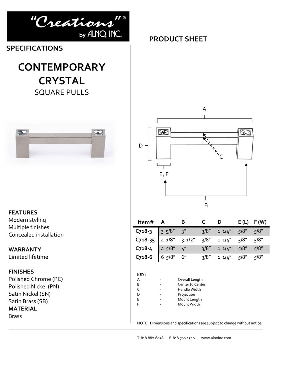 Specificaton Sheet
