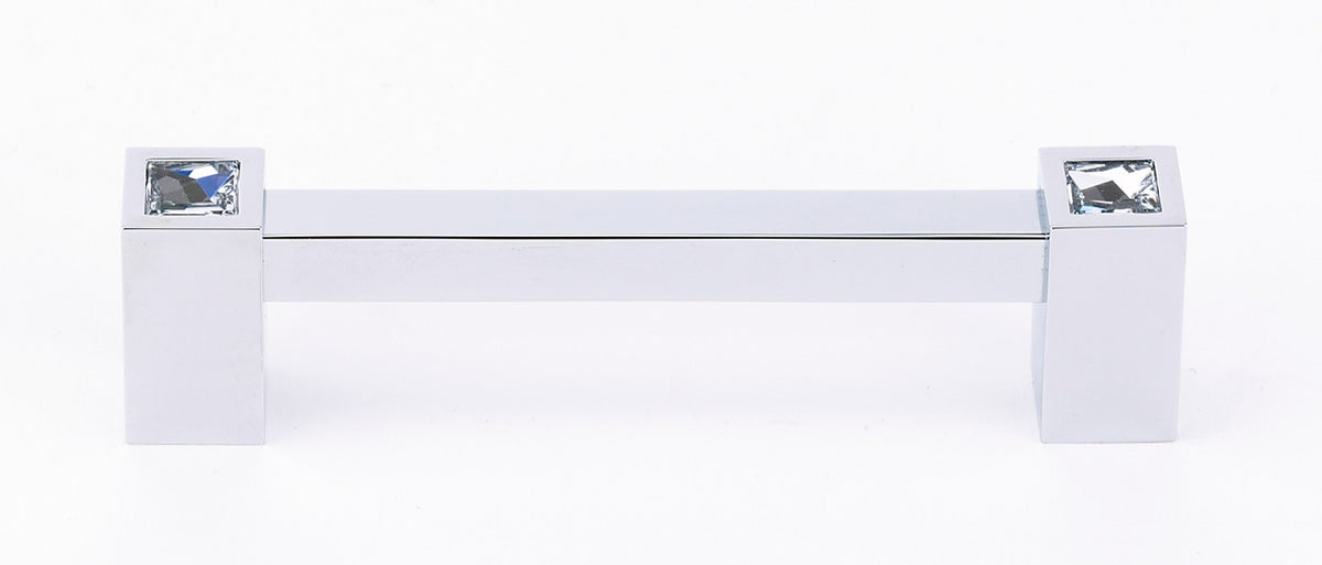 Alno C718-4-PC: 4" cc Swarovski Crystal Square Bar Cabinet Pull - Polished Chrome