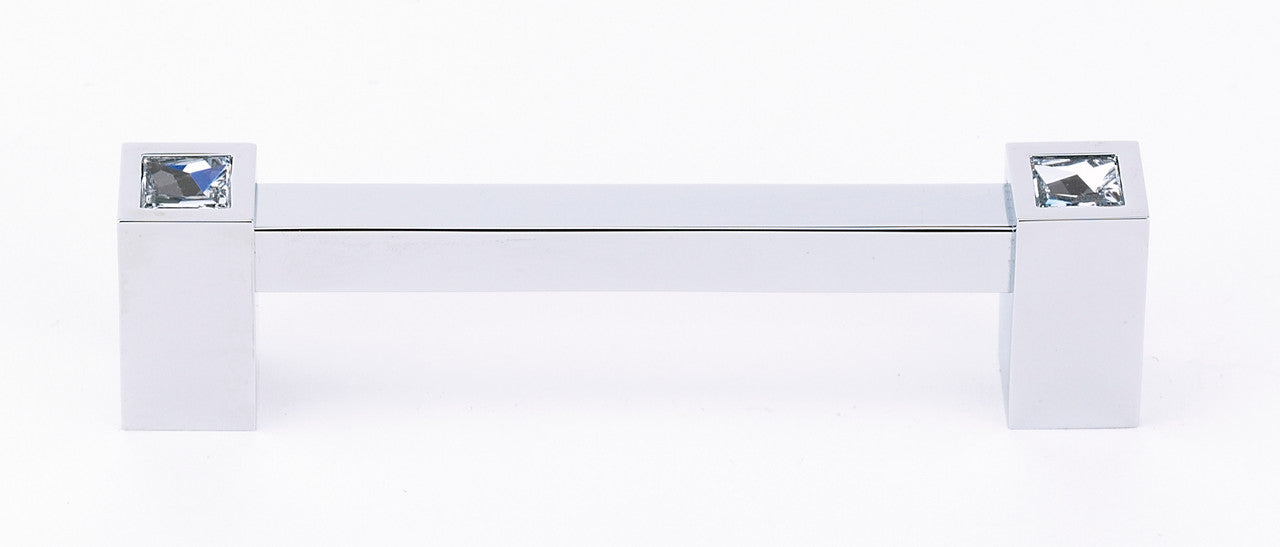 Alno C718-4-PC: 4" cc Swarovski Crystal Square Bar Cabinet Pull - Polished Chrome