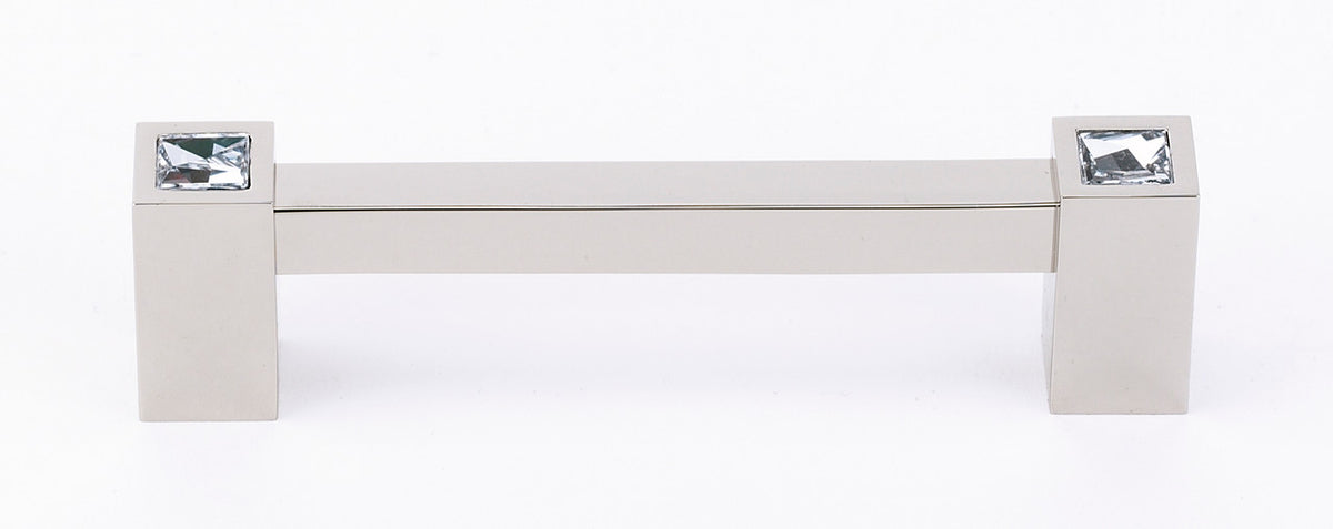 Alno C718-4-PN: 4" cc Swarovski Crystal Square Bar Cabinet Pull - Polished Nickel