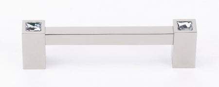 Alno C718-4-PN: 4" cc Swarovski Crystal Square Bar Cabinet Pull - Polished Nickel