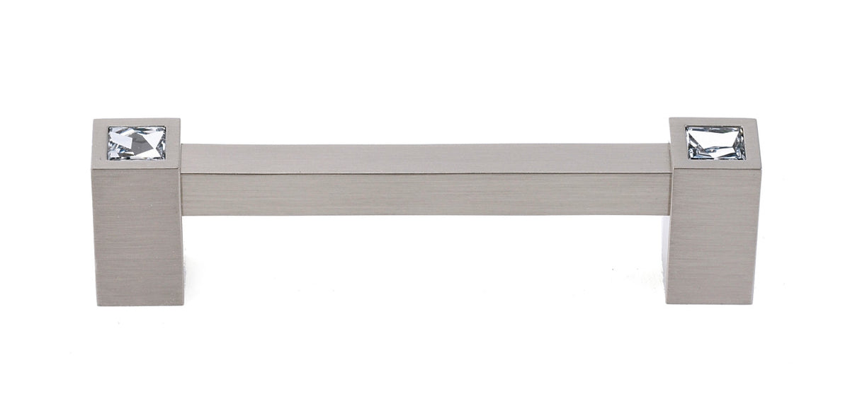 Alno C718-4-SN: 4" cc Swarovski Crystal Square Bar Cabinet Pull - Satin Nickel