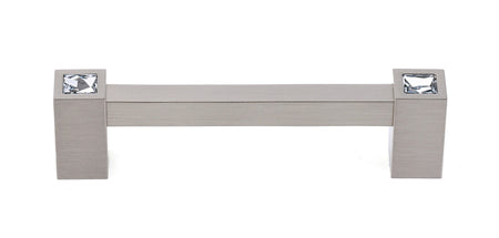 Alno C718-4-SN: 4" cc Swarovski Crystal Square Bar Cabinet Pull - Satin Nickel