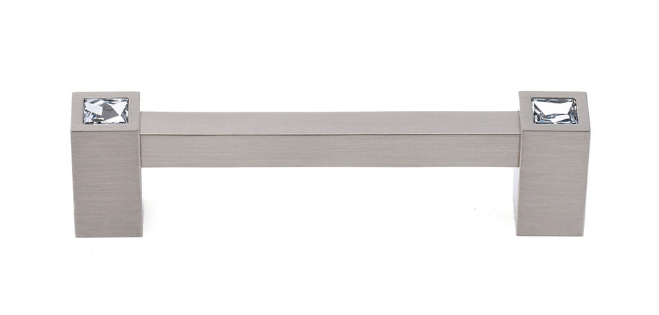 Alno C718-4-SN: 4" cc Swarovski Crystal Square Bar Cabinet Pull - Satin Nickel