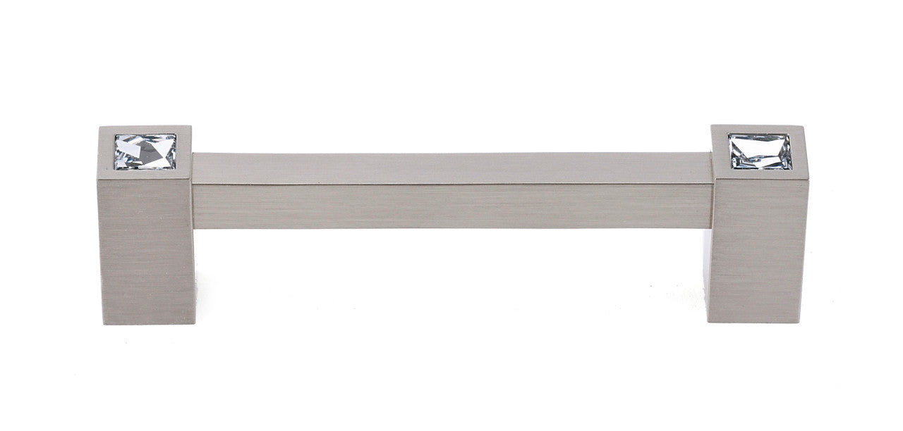 Alno C718-6-SN: 6" cc Swarovski Crystal Square Bar Cabinet Pull - Satin Nickel