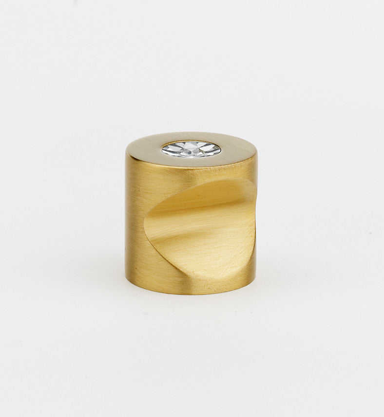 Alno C823-1-SB: 1" Swarovski Crystal Cabinet Knob (small crystal) - Satin Brass