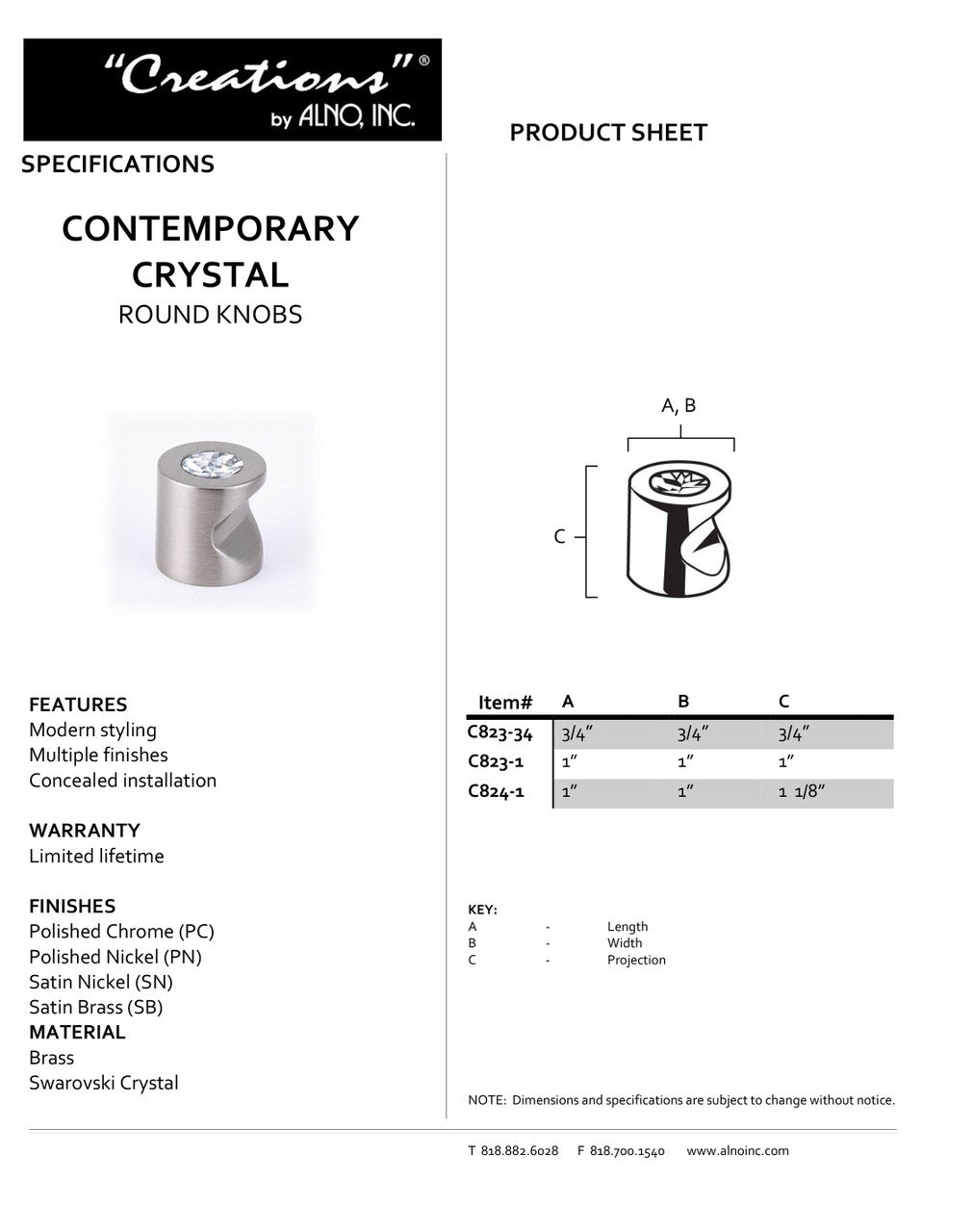 Specificaton Sheet