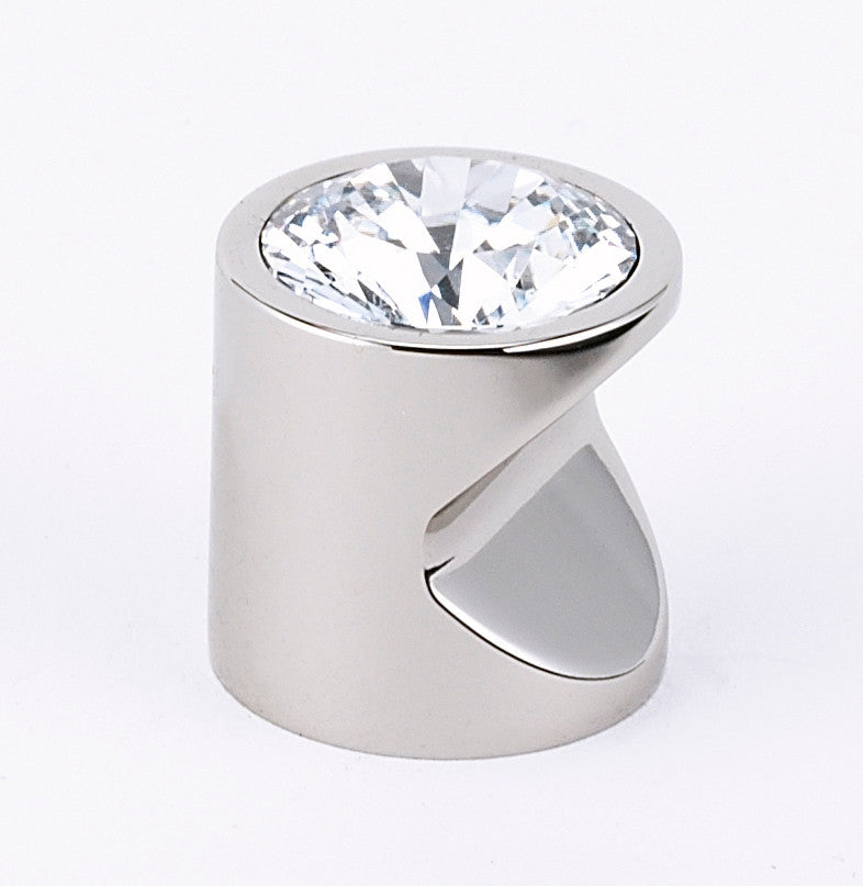 Alno C824-1-PN: 1" Swarovski Crystal Cabinet Knob (large crystal) - Polished Nickel