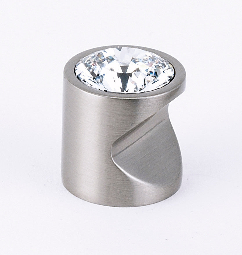 Alno C824-1-SN: 1" Swarovski Crystal Cabinet Knob (large crystal) - Satin Nickel