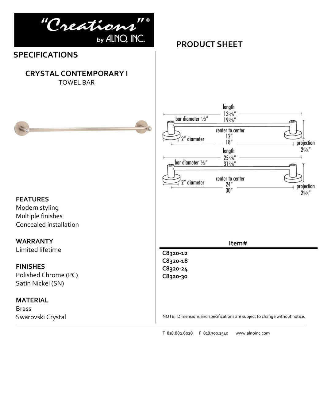 Specificaton Sheet
