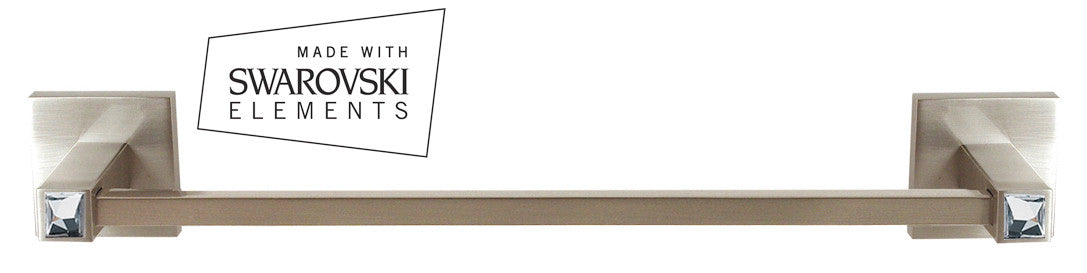 Alno C8420-12-SN: 12" cc Swarovski Crystal Towel Bar - Satin Nickel