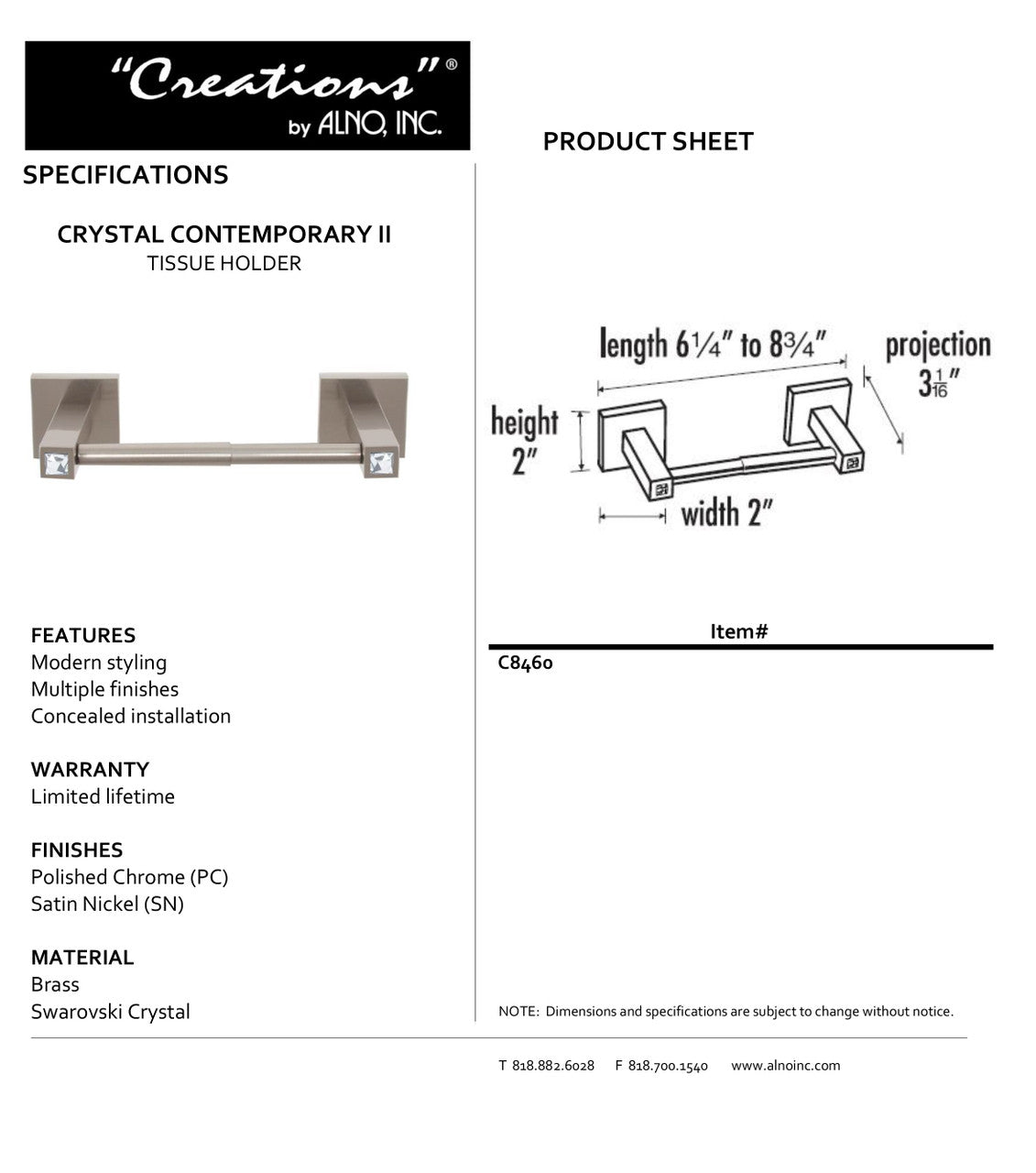 Specificaton Sheet