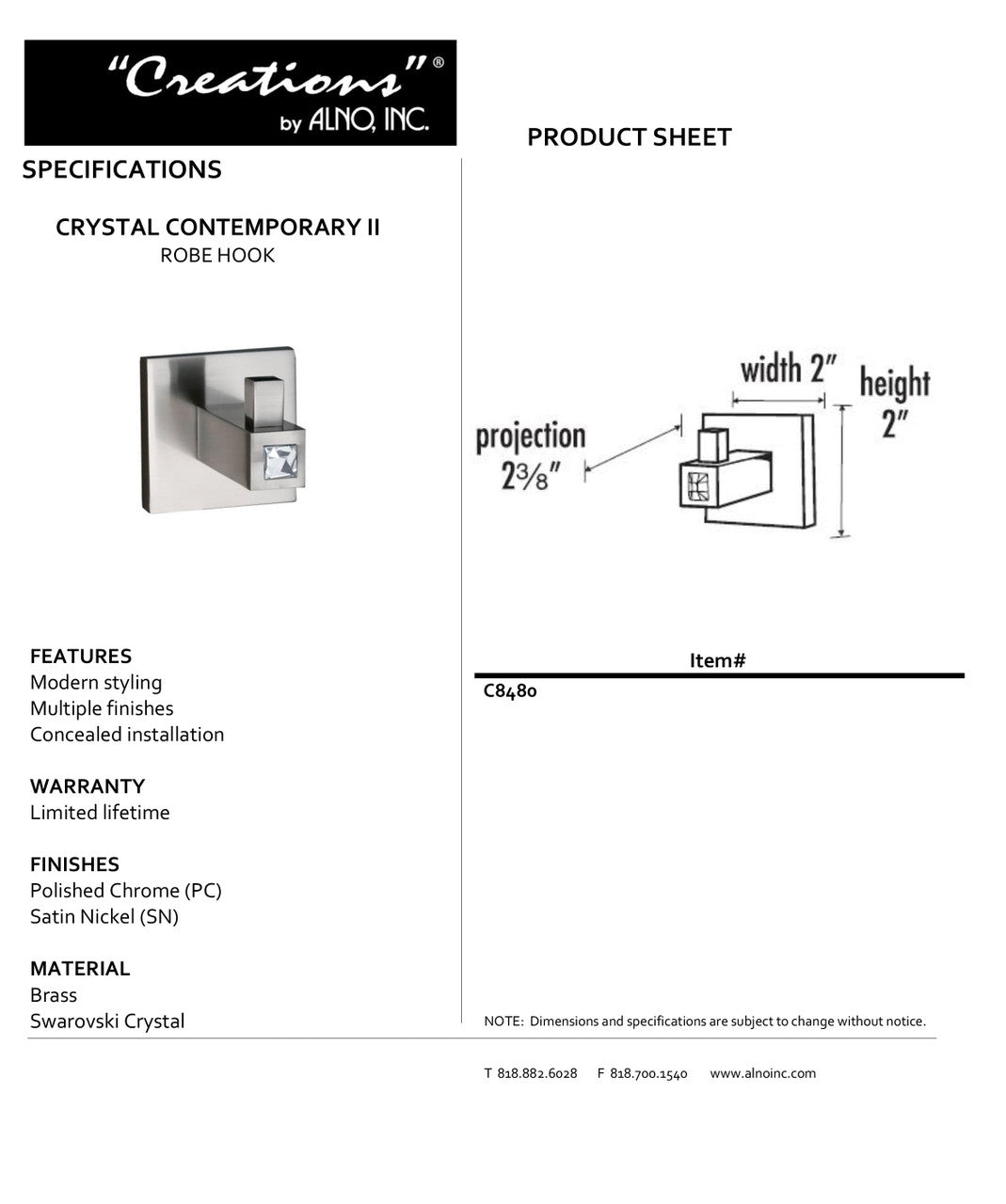 Specificaton Sheet