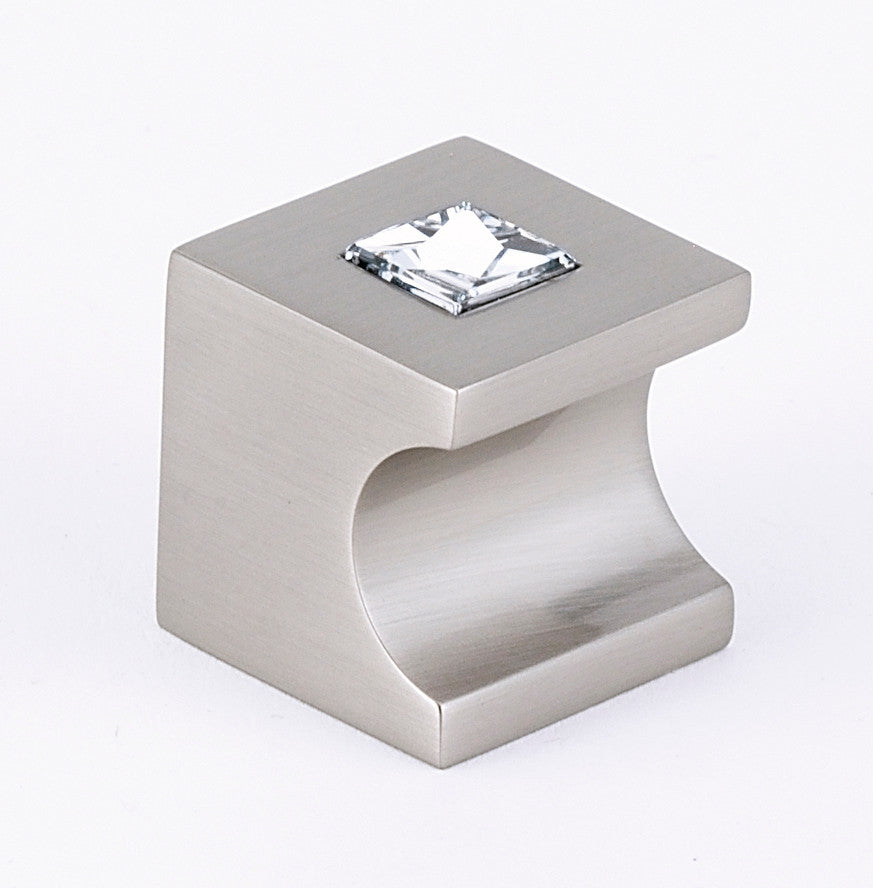 Alno C853-1-SN: 1" Swarovski Crystal Cube Cabinet Knob - Satin Nickel