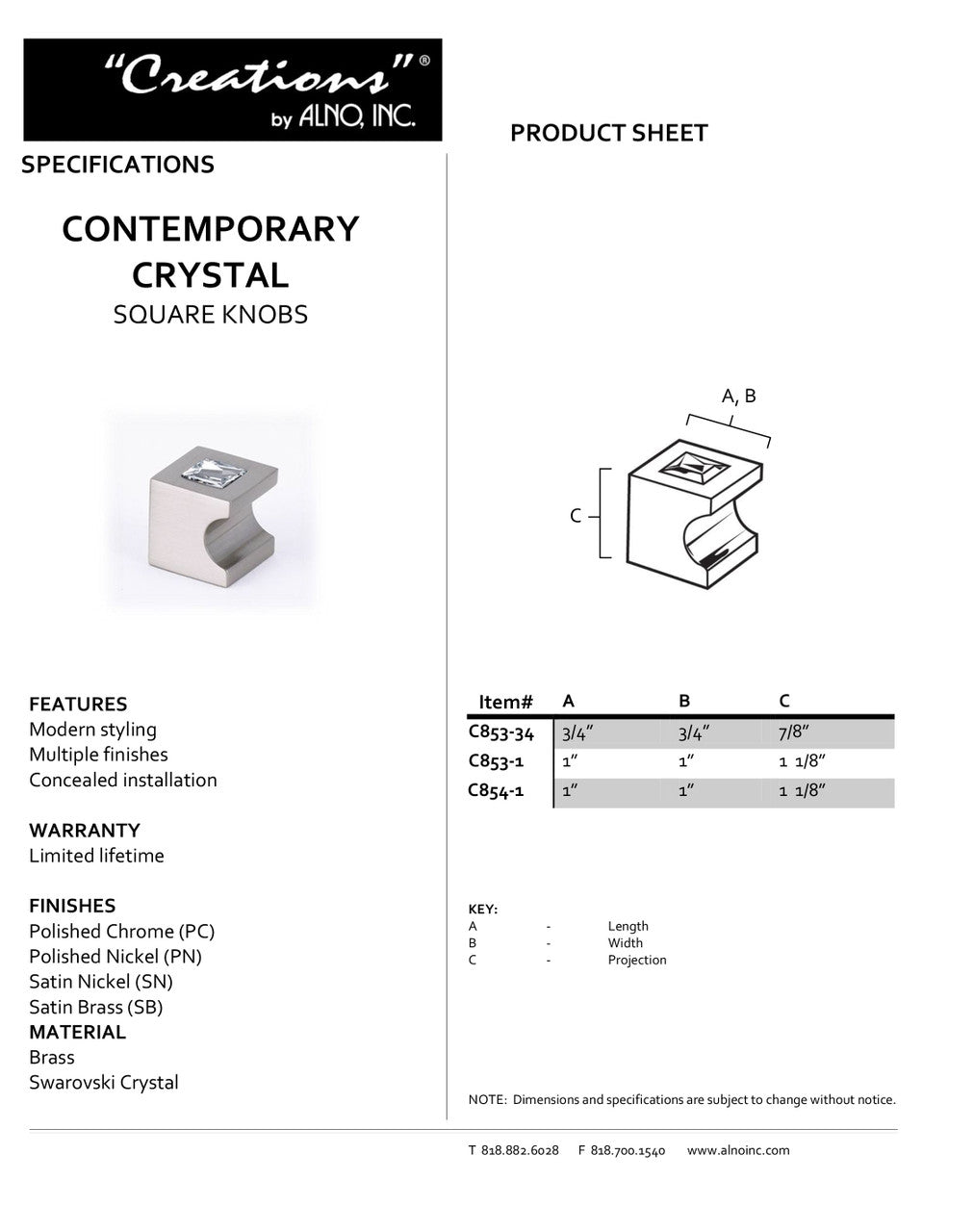 Specificaton Sheet