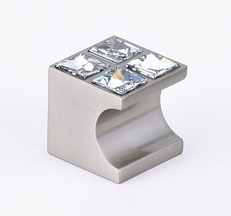 Alno C854-1-SN: 1" Swarovski Crystal Cabinet Knob (4 crystals) - Satin Nickel