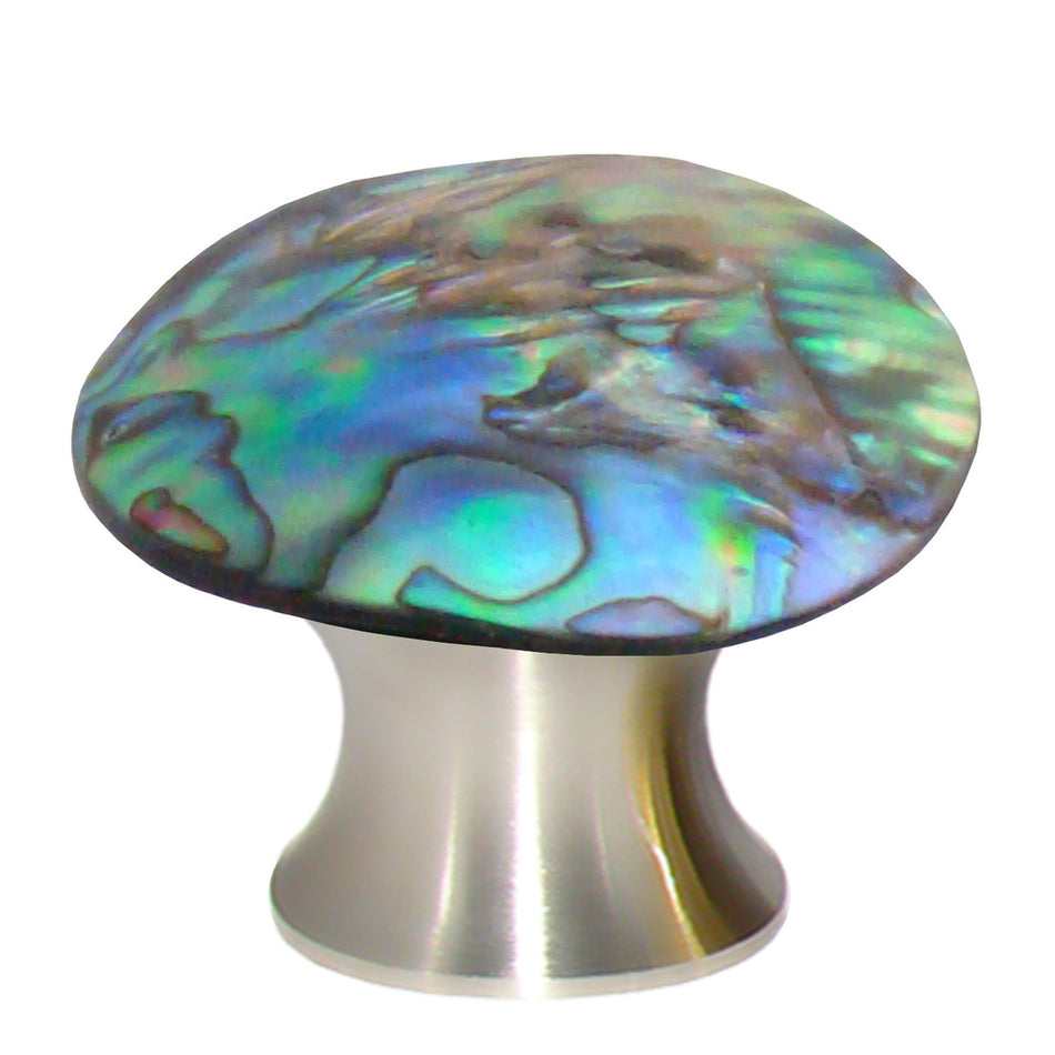 Myterra CABA,15: Abalone Shell Cabinet Knob - Satin Nickel
