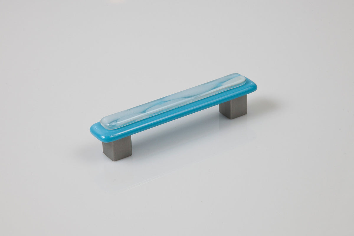 Grace White CB4: 4" cc Clouds on Blue 4 Cabinet Pull - Sky Blue
