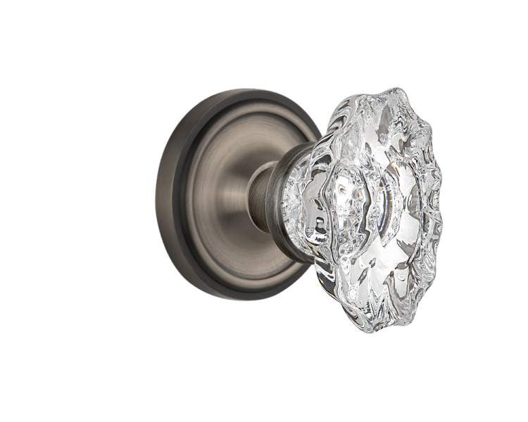 Nostalgic 713913: Classic Rosette w/Chateau Knob Privacy Door Set - Antique Pewter