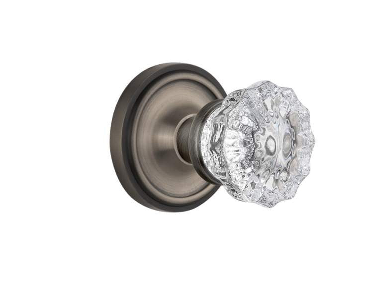 Nostalgic 704971: Mortise Classic Rosette with Crystal Knob - Antique Pewter