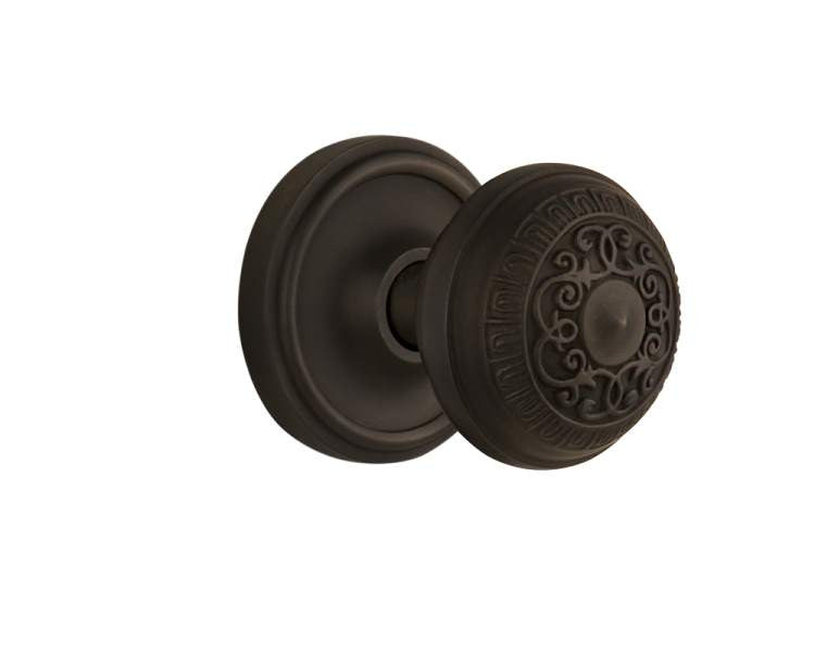 Nostalgic 704974: Mortise Classic Rosette with Egg and Dart Knob - Oil Rubbed Bronze