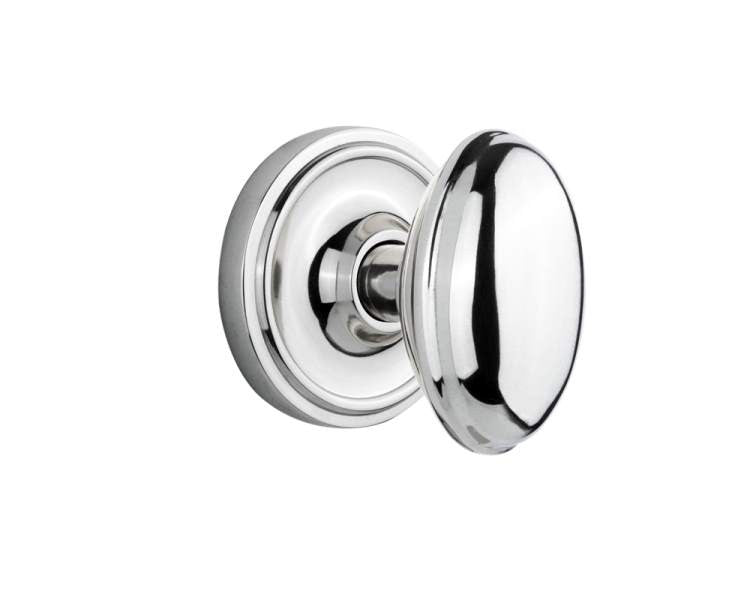 Nostalgic 704768: Classic Rosette w/Homestead Knob Single Dummy Door Set - Bright Chrome
