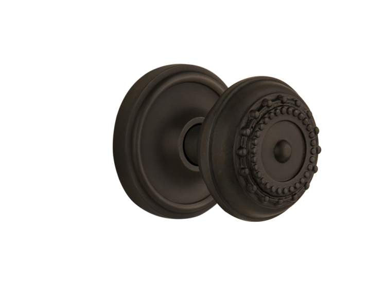 Nostalgic 704976: Mortise Classic Rosette with Meadows Knob - Oil Rubbed Bronze