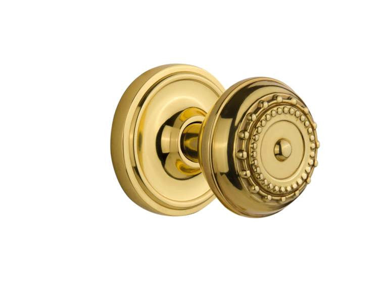 Nostalgic 701156: Mortise Classic Rosette with Meadows Knob - Polished Brass