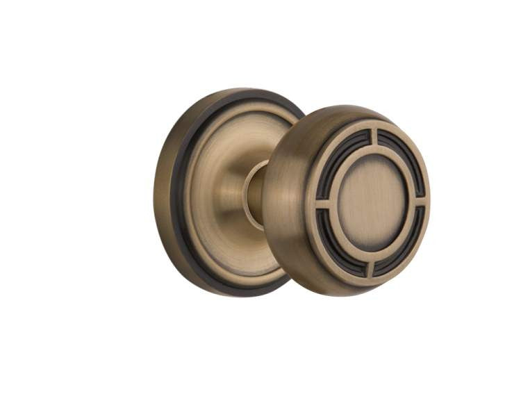 Nostalgic 716794: Mortise Classic Rosette w/ Mission Knob and Keyhole - Antique Brass
